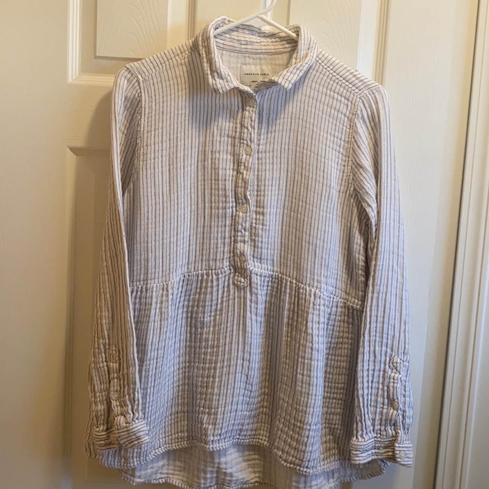 American Eagle Grey and White Striped Tunic